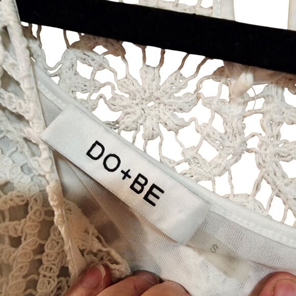 Do+Be Crochet Lace Puff Sleeve Blouse Top For Women Size S In Off-White - Picture 4 of 4